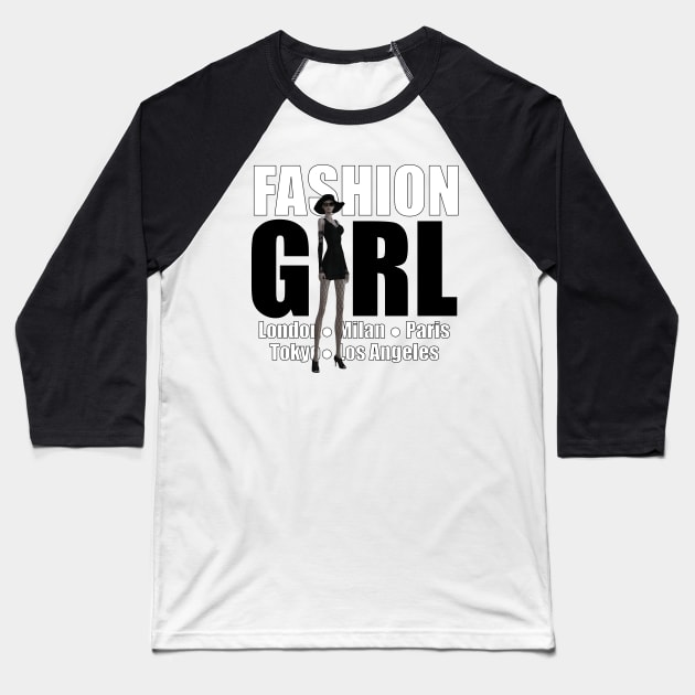 Fashion Girl Baseball T-Shirt by TheTipsyRedFox